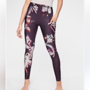 Athleta Floral Print Leggings - Black and Red